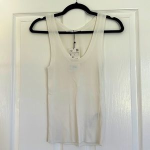 Zara white ribbed tank top. Size small